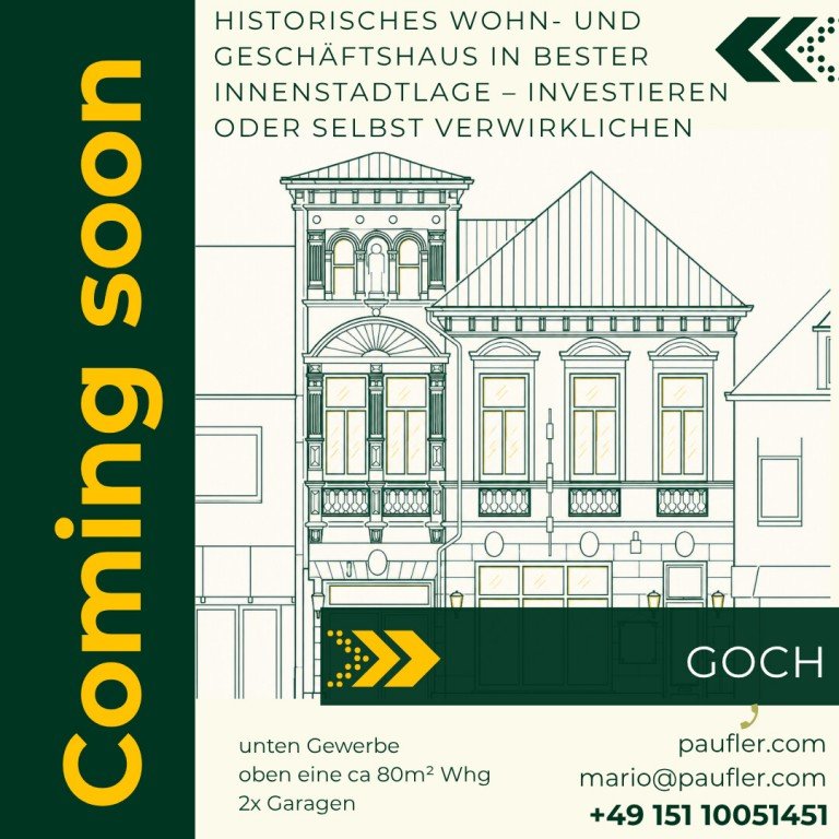 New Listing (8) Goch Gastronomie und Wohnung Denkmalgesch�tztes Wohn- und Gesch�ftshaus in 1A-Lage - vielf�ltige M�glichkeiten im Herzen von Goch