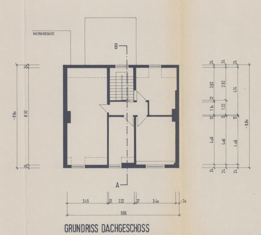 Grundriss Dachgeschoss (Aus der Bauakte 1991) Mehrfamilienhaus Goch