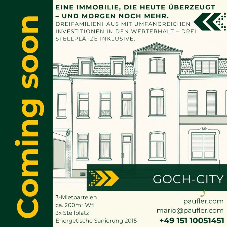 New Listing (9) Goch Mehrfamilienhaus Gocher Innenstadt: Drei Wohnungen. Drei Stellpl�tze. Solide Perspektiven.