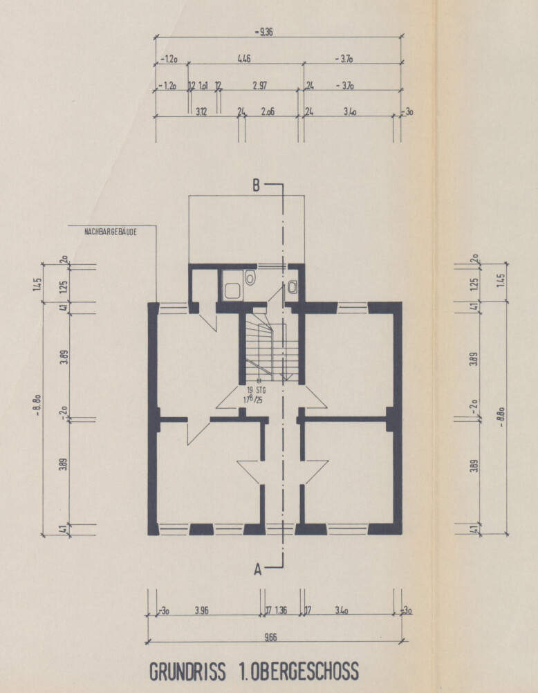 Grundriss 1. Obergeschoss (Aus der Bauakte 1991) Mehrfamilienhaus Goch